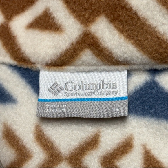 Eddie Bauer Quest Full Zip Fleece Sweater Womens Large White Aztec Jacket Light - Picture 4 of 8